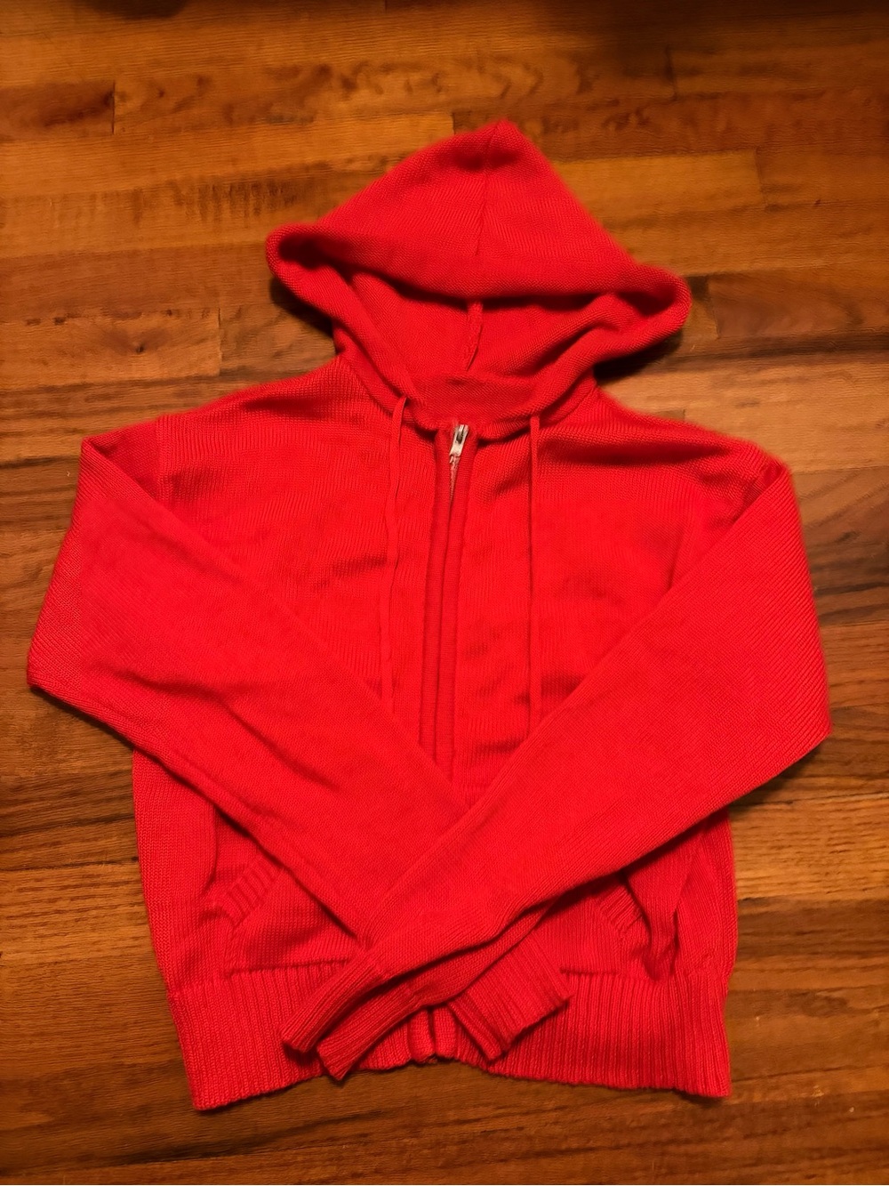 Women's Red Hooded Zip-Up Sweater Hoodie